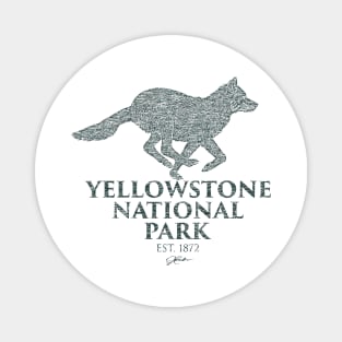 Yellowstone National Park Running Wolf Magnet